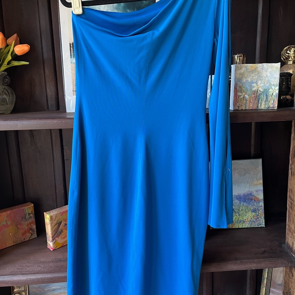 Royal blue one shoulder dress in pre owned great condition